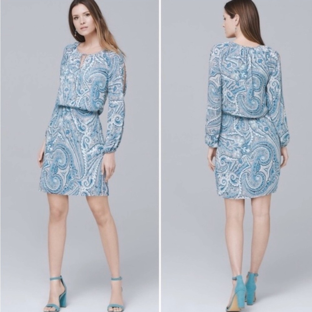 White House Black Market Blue Paisley Dress
